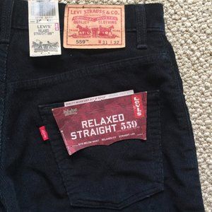 LEVI'S 559 Black Corduroy Jeans NWT
